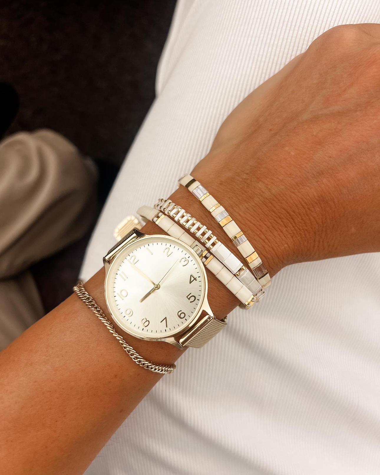 MLGM玻璃珠白色冷淡风手链包邮