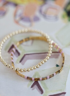 MLGM小众轻奢个性tila提拉手链女ins个性欧美风百搭叠戴金色手串