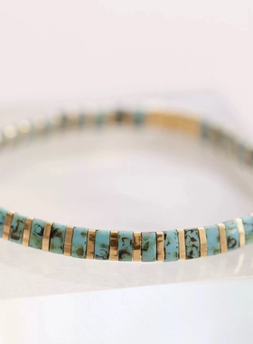 MLGM新品做旧tila绿松色花珠手链进口珠串珠手饰ins欧美风手串女