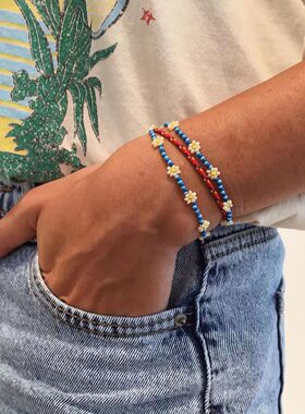 Miyuki米珠纯手工串珠小雏菊手链民族风简约友谊绳女学生闺蜜礼物