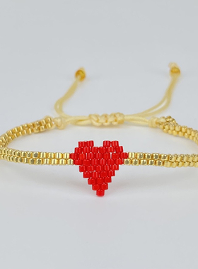 MLGM新款进口miyuki米珠手工编织爱心手链串男女手工手绳礼物女友