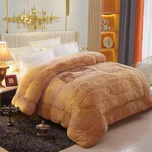 冬季长毛绒冬被加厚保暖棉被骆驼绣花被芯双人大红婚庆棉被子10斤