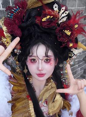 古风汉服妆造大祭司烫花花朵发饰