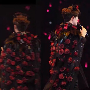 鹭卓同款红玫瑰花头饰发箍黑色羽毛披风披肩哥特风饰品走秀演出服