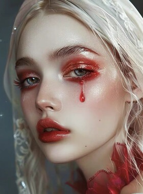 红色泪滴眼妆贴脸泪珠创意妆水珠泪痣妆容圣母泪仿妆脸部饰品拍照