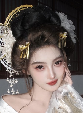 清冷千金头饰扇子发夹汉服配饰