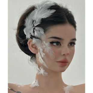 彩色马卡龙小羽毛脸部cos精灵天鹅装饰小飘鹅毛舞台节日氛围活动