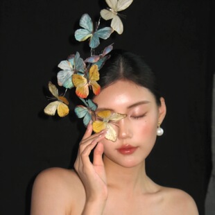 超仙甜美蝴蝶精灵发箍手工花环头饰森系汉服古装发饰公主头花饰品