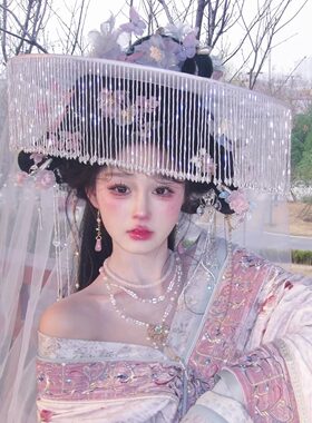 汉服斗笠帽子花间令同款帷帽女
