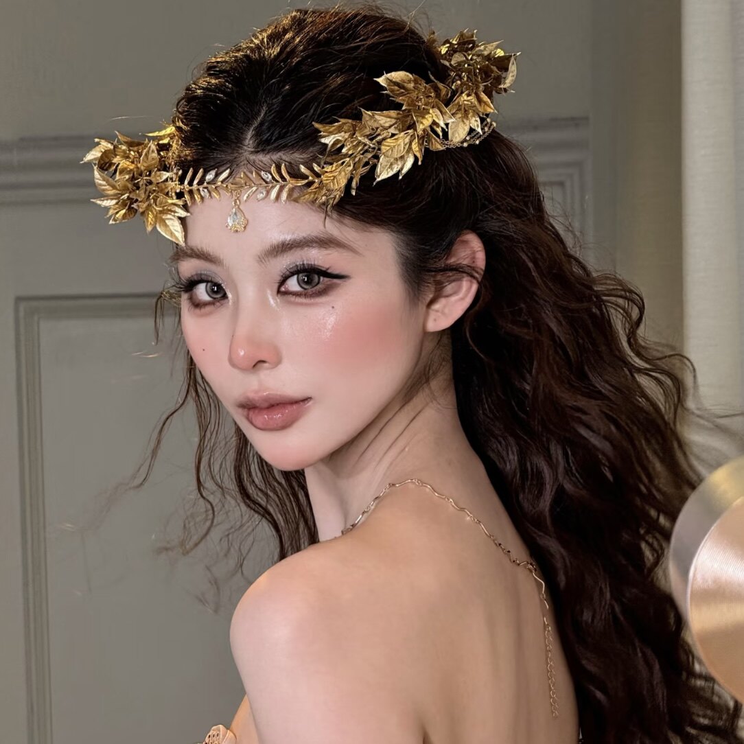 2026新款巴洛克希腊女神异域风情发饰金色叶子发箍皇冠民族风头饰