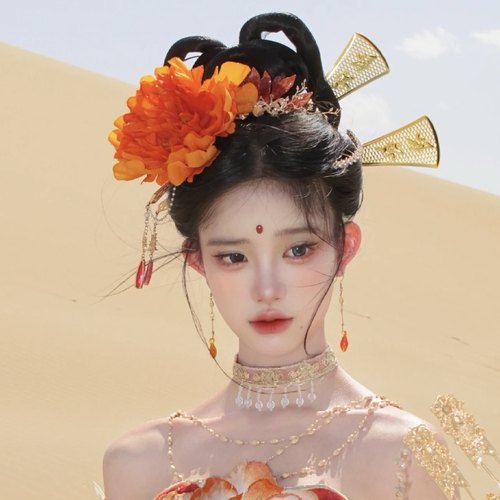 敦煌飞天唐风花朵发饰汉服配饰