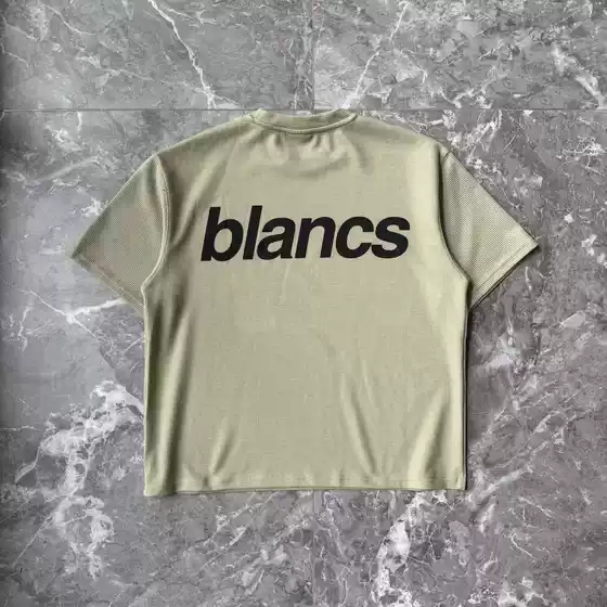 Blans Heavy-Duty Everyday Life Niche Waffle Green Apple Color Crew Neck Basic T-Shirt Short Sleeve