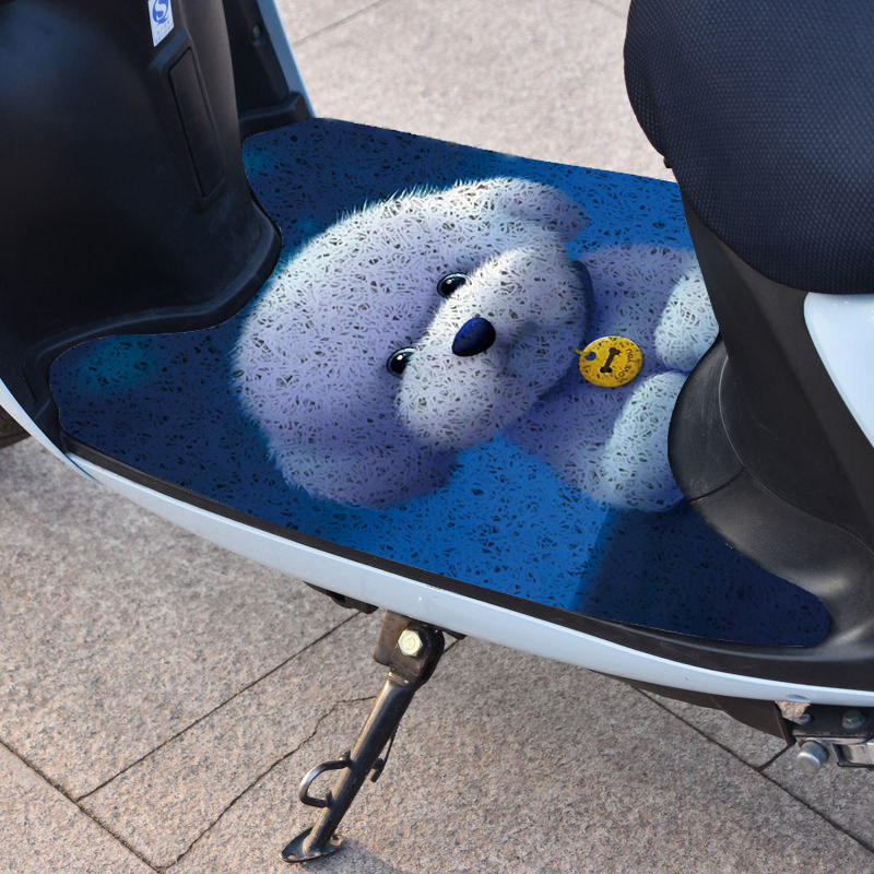 可爱煤球脚垫电动车摩托车通用雅迪爱玛小龟王脚踏垫脚踩垫子防水