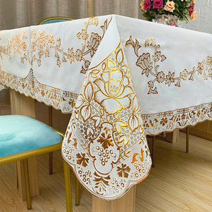 pvc桌布长方形餐桌垫防水防油防烫免洗 茶几台布烫金加厚欧式轻奢