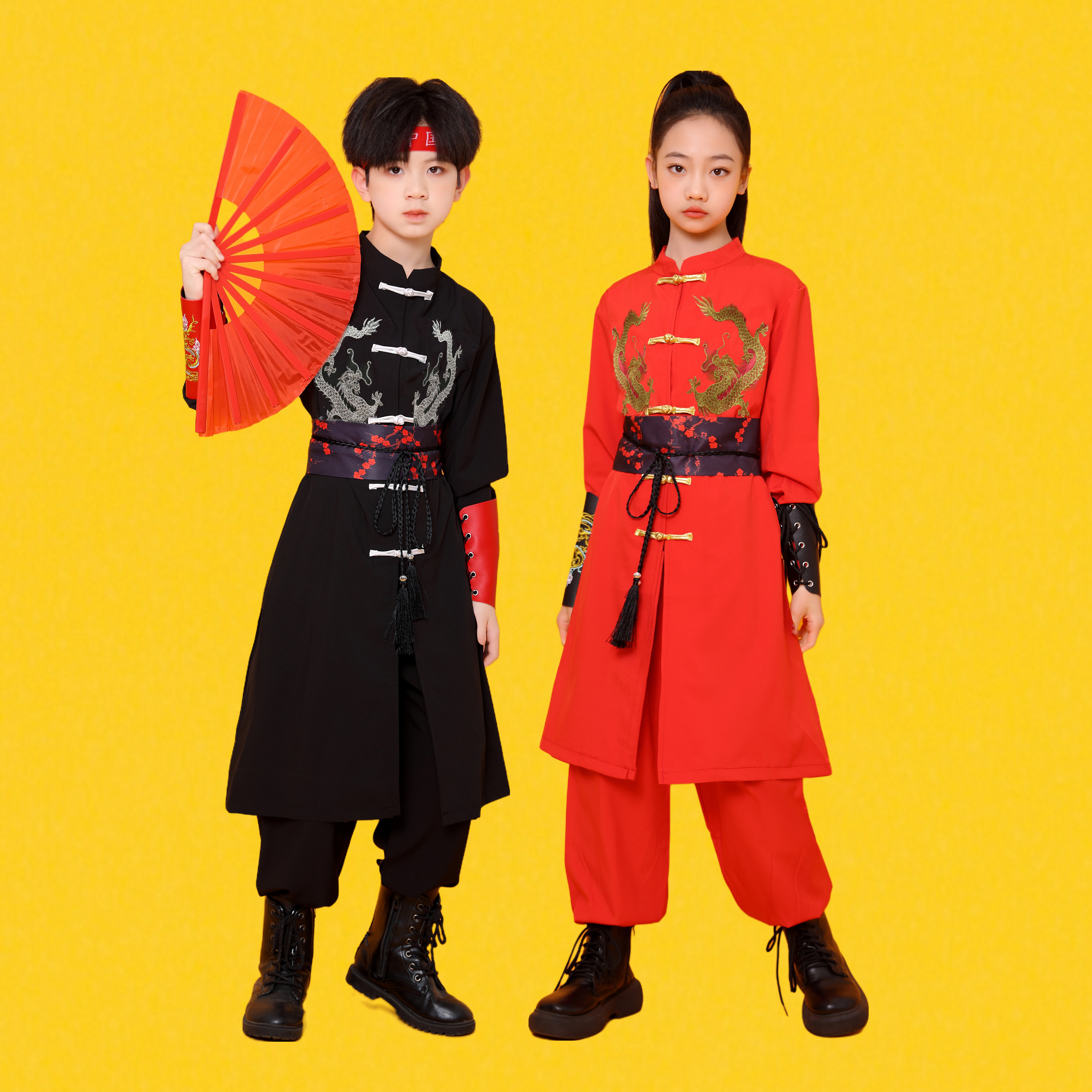 儿童中国风演出服国潮舞蹈表演服运动会街舞爵士舞武术服龙吟班服