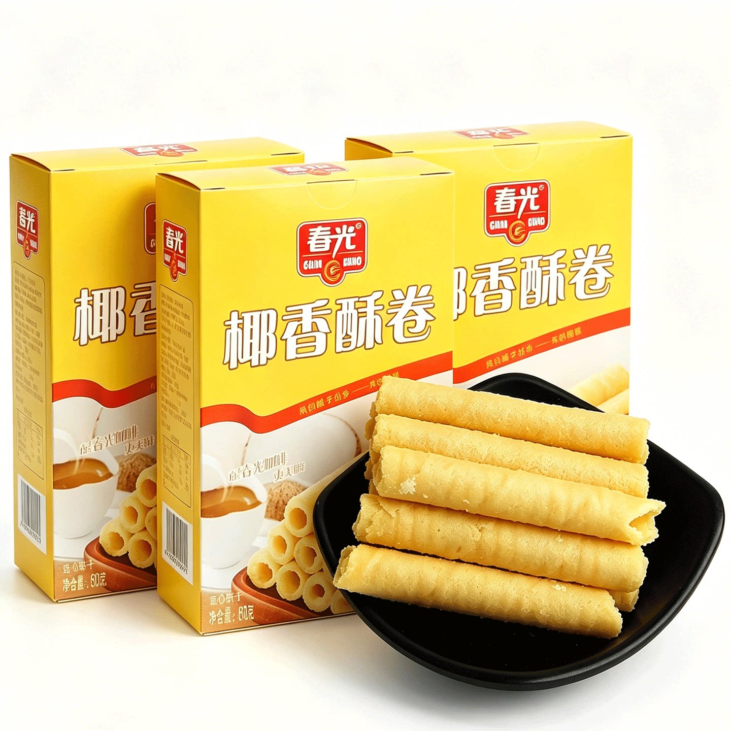 春光食品 椰香酥卷 椰香春光海南特产 椰奶酥卷夹心蛋卷饼干零食