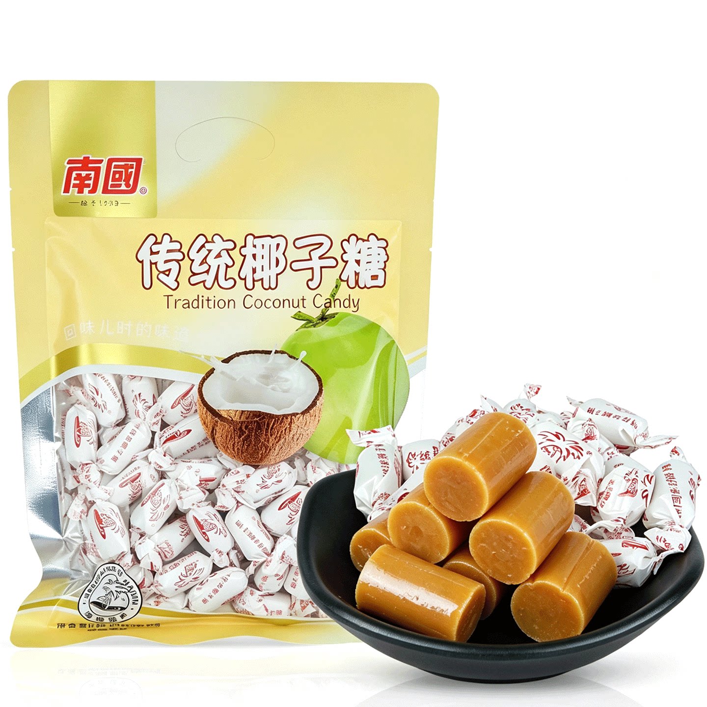 南国食品 海南特产传统椰子糖500g袋大颗粒儿时硬糖果特浓椰子糖
