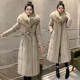 女装 冬季 中长款 大码 外套宽松加厚棉服时尚 收腰显瘦连帽过膝棉衣