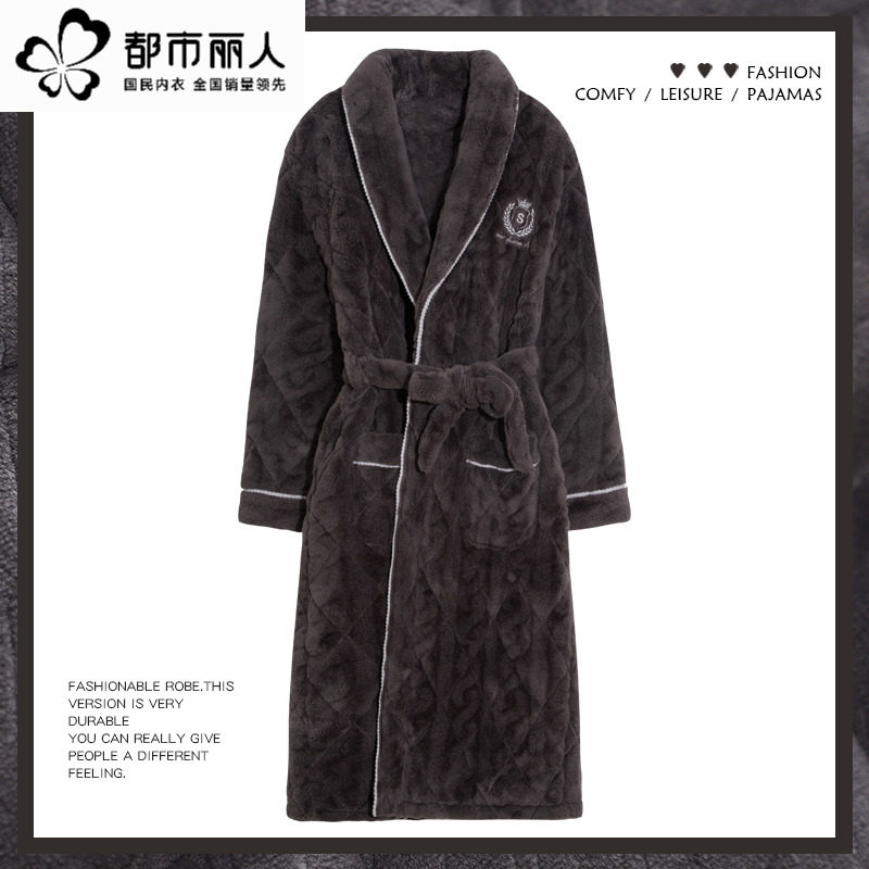 都市丽人睡袍男士睡衣冬季三层加厚加绒长款珊瑚绒夹棉浴袍冬保暖,女士内衣/男士内衣/家居服,睡袍/浴袍,淘宝优惠券,粉丝福利购,淘宝优惠卷