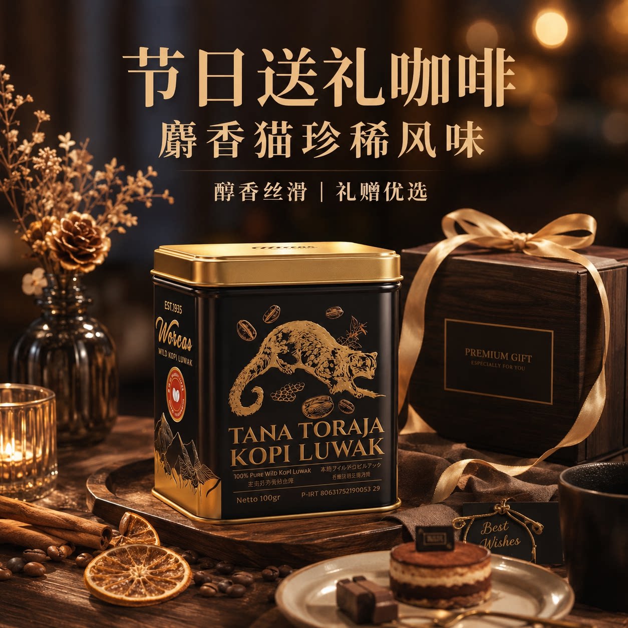 印尼托拉查麝香猫咖啡豆中度烘焙醇香顺滑低酸回甘手冲黑咖啡送礼