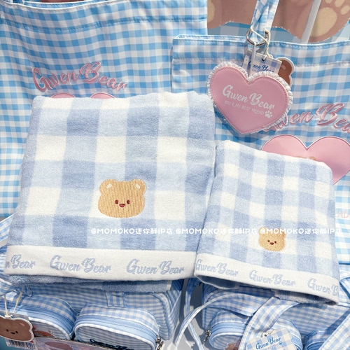 miniso名创优品GWEN BEAR奶油小熊毛巾厚浴巾吸水柔软可爱洗脸巾