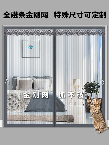 全磁条防蚊门帘夏季家用新款纱门纱窗免打孔磁性别墅农村大门防蝇