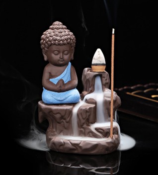 陶瓷紫砂小和尚家居办公倒流香炉