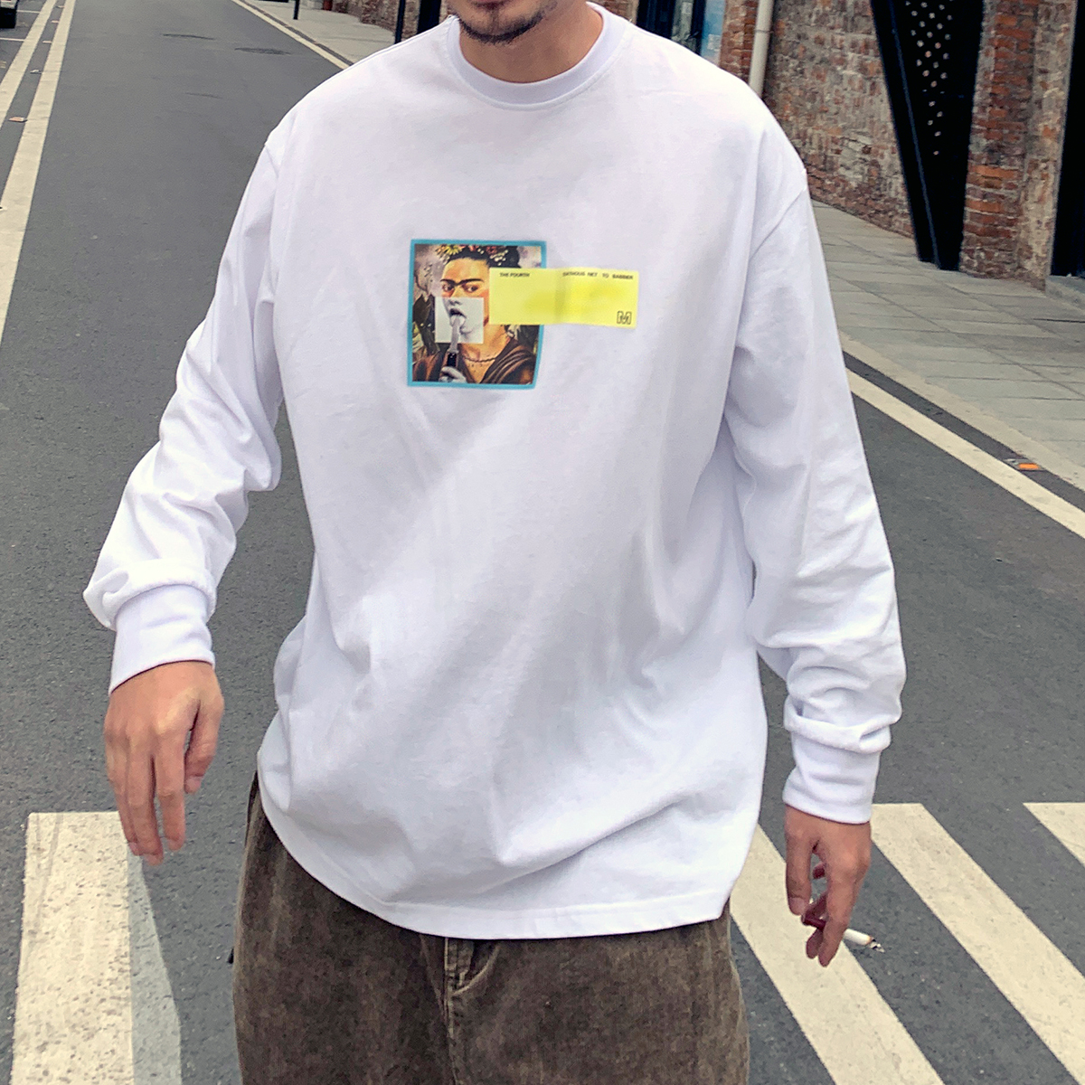 秋装新款美式街头练舞嘻哈宽松打底衫小领口长袖t恤 hiphop男女装|ruв категории Мужская одежда, футболка - от Buy2taobao.com для оказания профессиональной услуги покупки агента Taobao