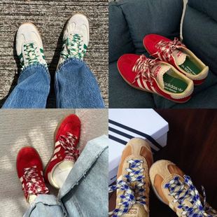 野象德训鞋鞋带三叶草SAMBA VEGAN复古草莓熊扁平红男女运动板鞋