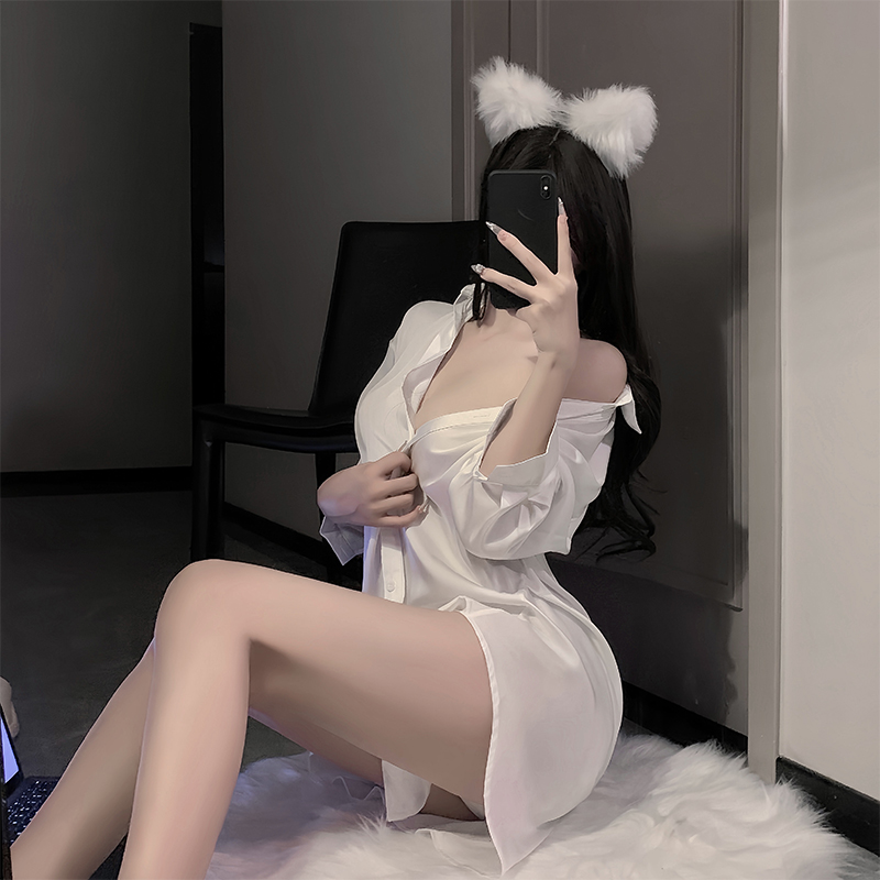 衬衫下的秘密*性感缎面男友风裙