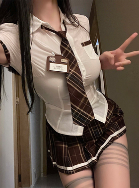 性感jk超短百褶裙学生制服学院风OL衬衫日系纯欲学姐套装角色扮演