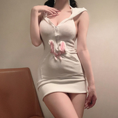 二次元 性感兔女郎连帽衫 卫衣露背包臀裙纯欲小兔子情调制服cos女