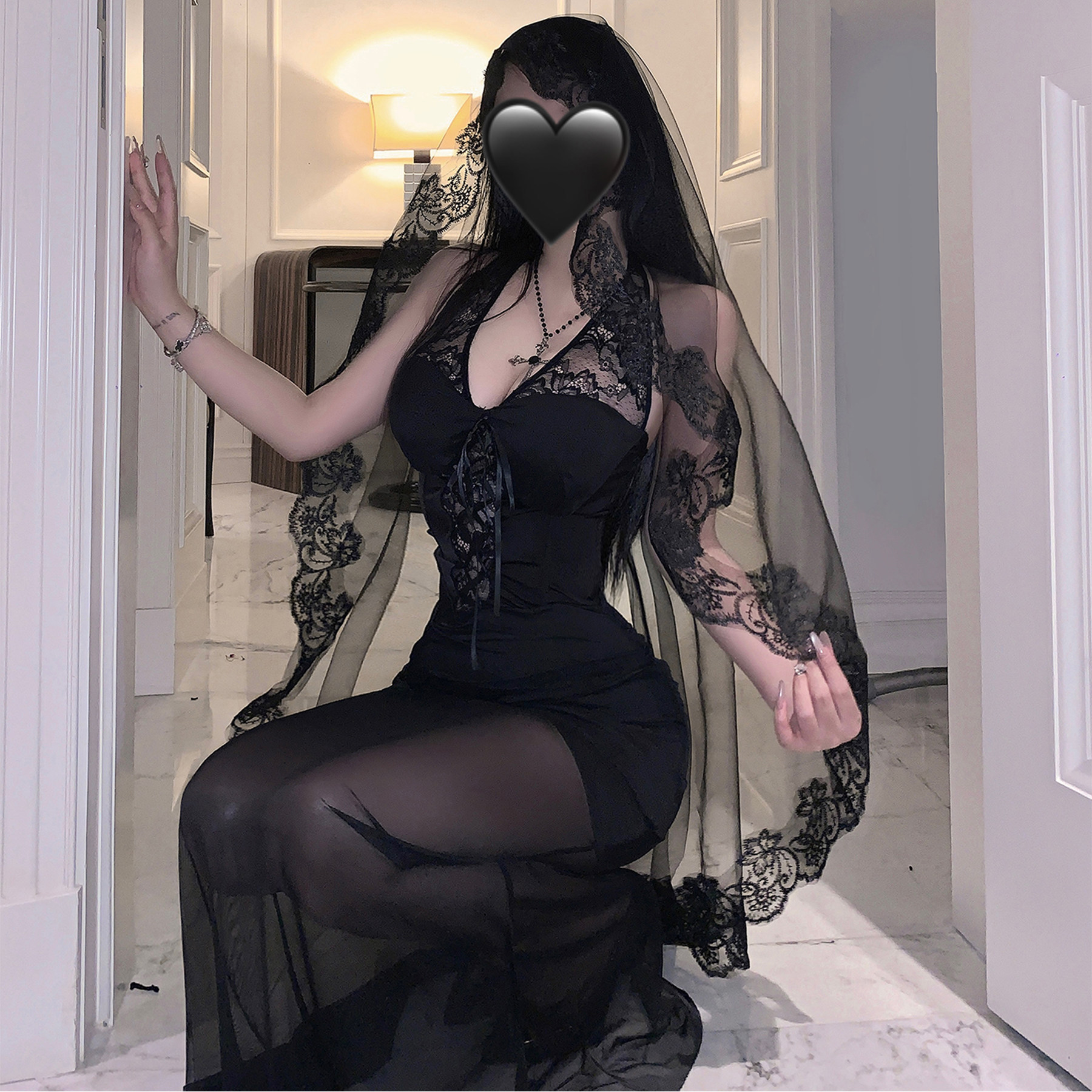 哥特风性感新娘婚纱制服辣妹御姐