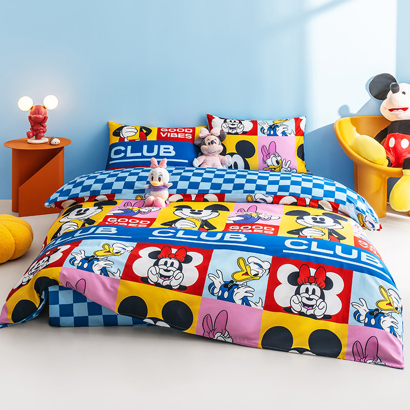 迪士尼床上四件套纯棉全棉被套床单款成人儿童1.5/1.8米波普米奇,床上用品,床品套件/四件套/多件套,淘宝优惠券,粉丝福利购,淘宝优惠卷