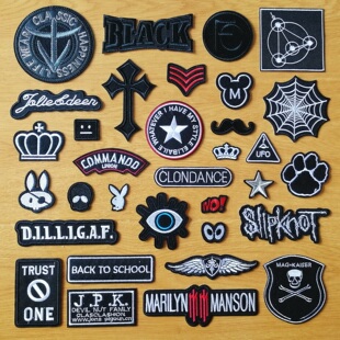 黑色刺绣徽章欧美潮牌布贴羽绒服衣服补丁贴花装 饰修补洞贴布小号