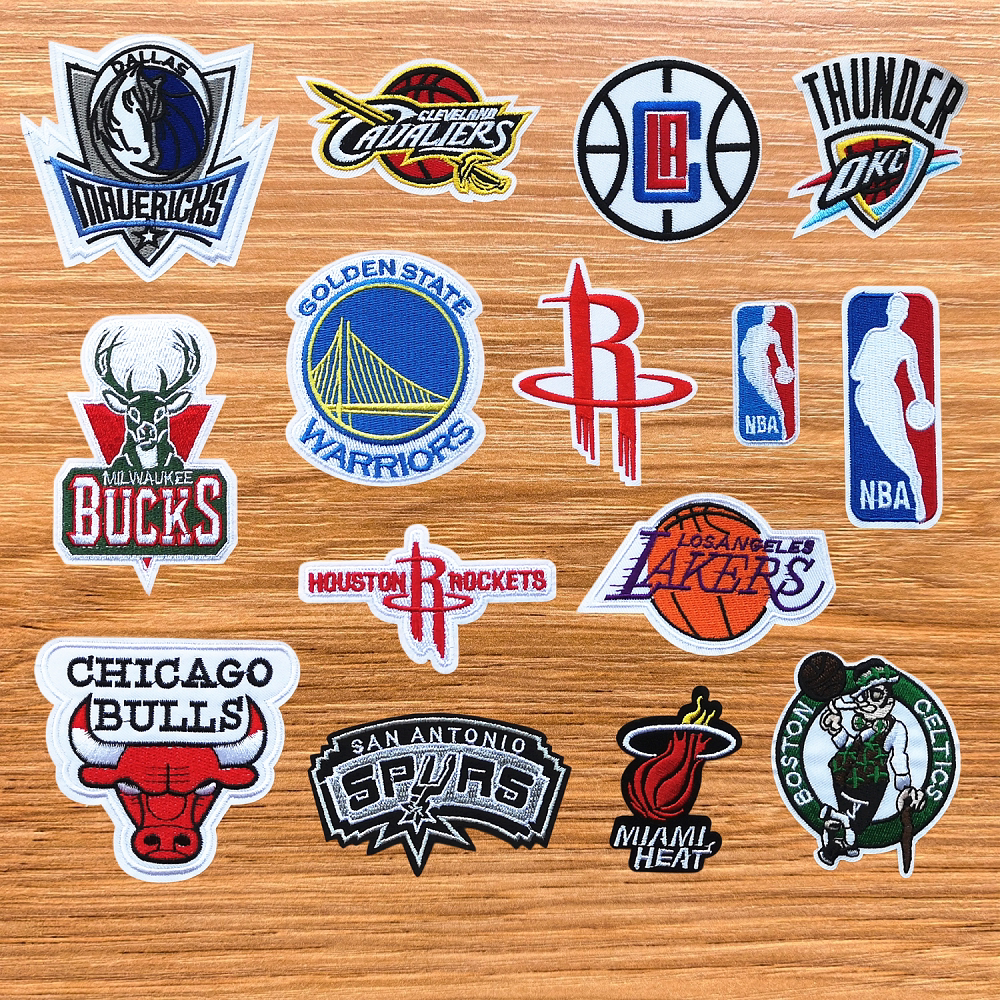 NBA篮球队标志布贴勇士雄鹿骑士雷霆湖人马刺绣贴衣服徽章补丁贴