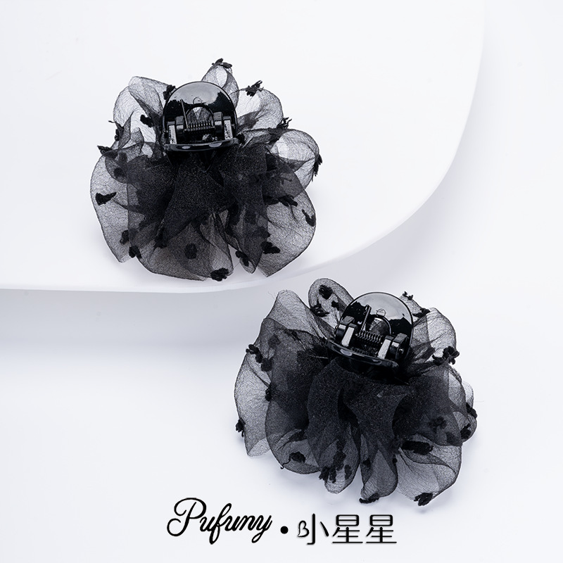 【2支装】泡泡网纱抓夹4.5厘米小号刘海夹侧边夹黑天鹅发卡头饰