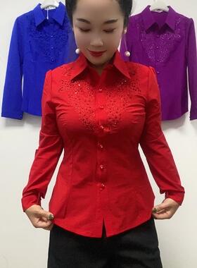 2026春秋新款时尚绣花衬衫薄料显瘦气质洋气女修身短款小衫上衣