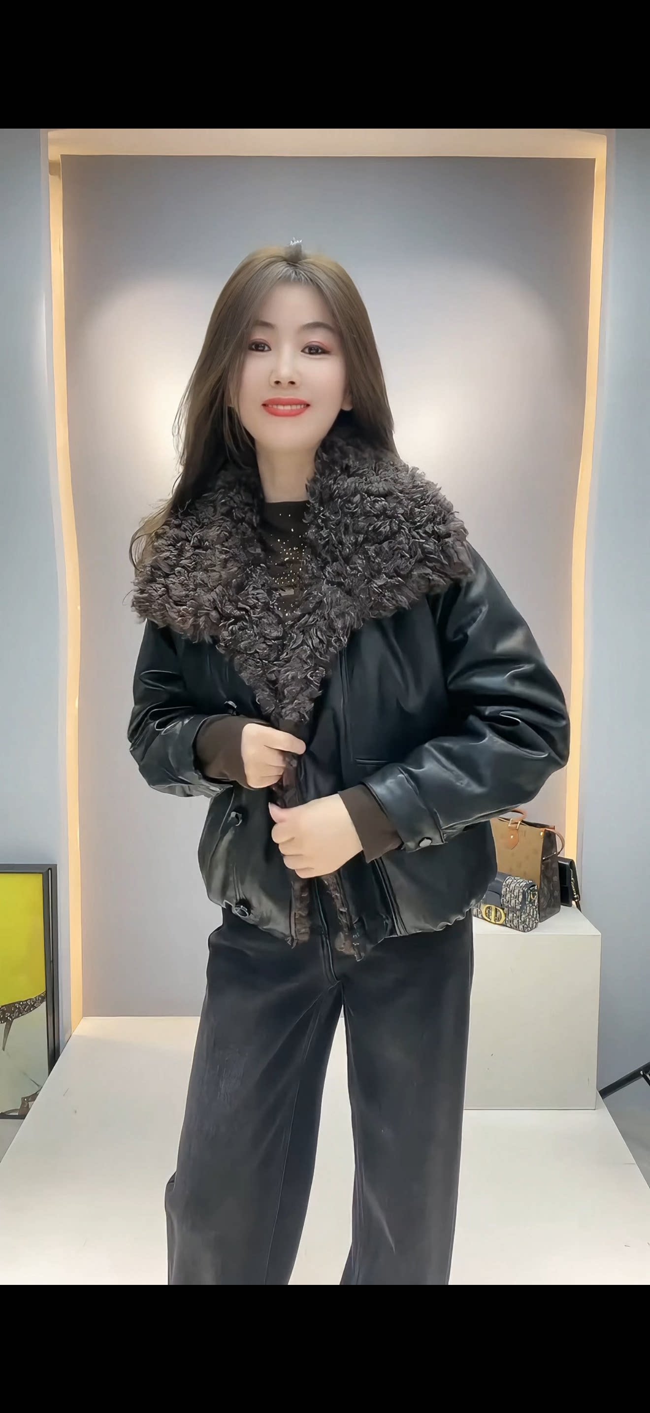 秋冬保暖加厚白鸭绒羽绒服夹克皮衣新款时尚上衣女个性宽松外套