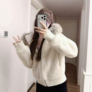 高级感棉服女士2026新款冬季短款加绒棉袄小个子仿羊羔毛棉衣外套