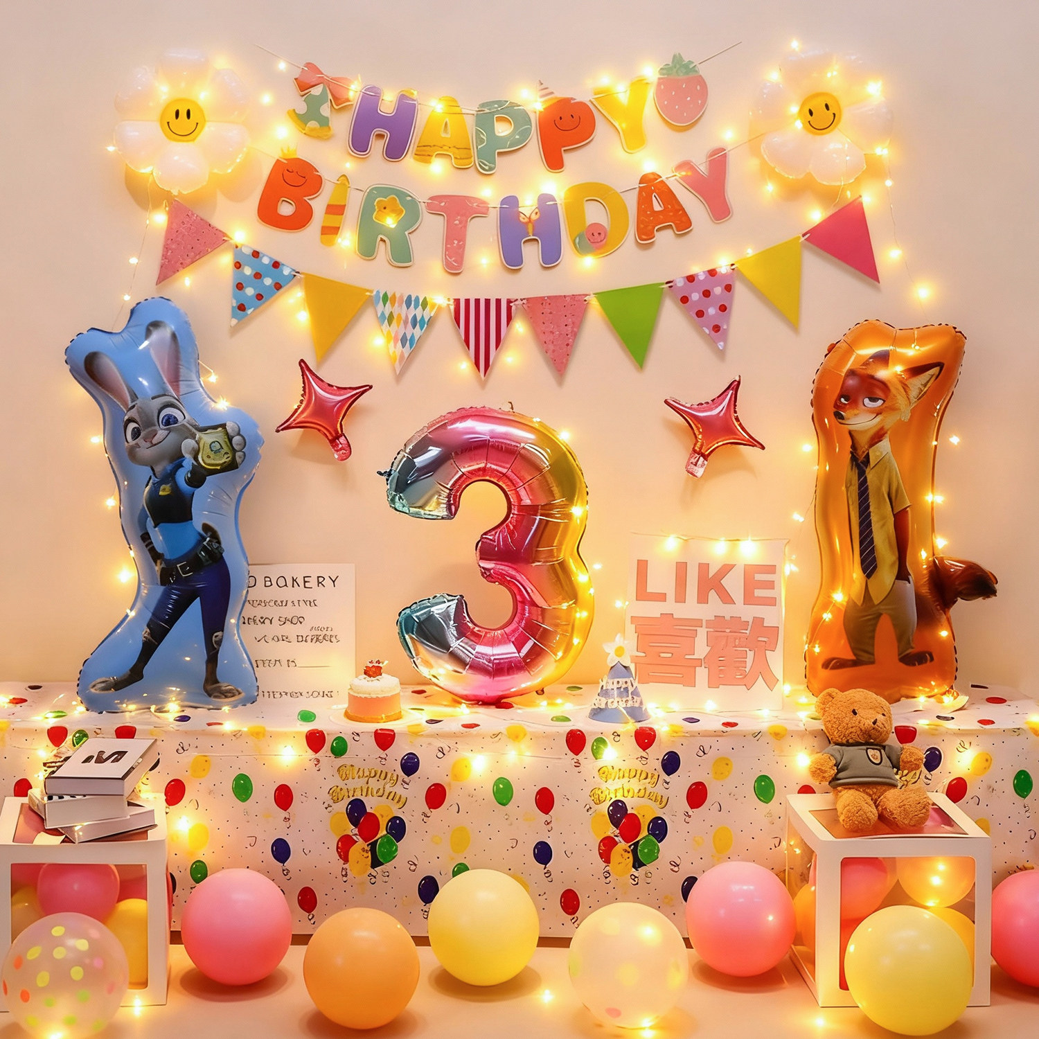 疯狂动物城男孩女孩儿童宝宝生日快乐气球背景墙氛围装饰场景布置,节庆用品/礼品,气球,淘宝优惠券,粉丝福利购,淘宝优惠卷