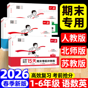 一本15天期末考前冲刺卷期末冲刺100分试卷满分备考一三二四五六年级上下册语文数学英语人教北师苏教版总复习名校真题一百分卷子