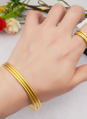 手镯三生三世女细圈黄金色戒指
