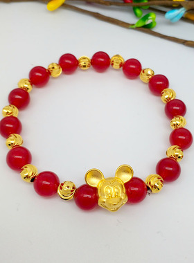 越南沙金猫眼石转运珠米老鼠手串