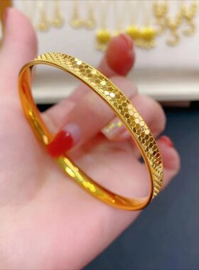 凹凸龙鳞手镯女闪亮鳞片沙金镯子