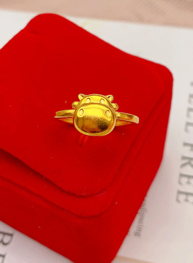2021新年款小金牛戒指牛女沙金属