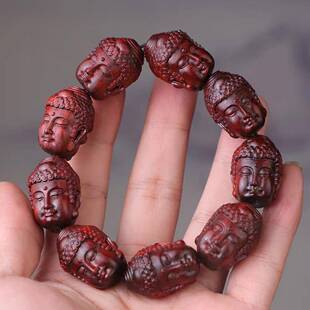 绿檀小叶紫檀实木雕刻一念之间手串佛魔手串男女同款手链情侣款佛