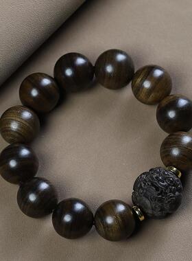 沉贵宝棋楠沉香木手串男沉水佛珠虎斑纹民族风女款手链饰品收藏品