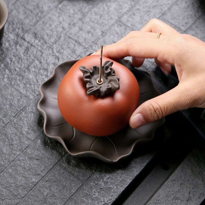 柿柿如意紫砂线香底座香插熏香炉家用陶瓷室内沉香檀香点香托香座,餐饮具,茶道/香炉,淘宝优惠券,粉丝福利购,淘宝优惠卷