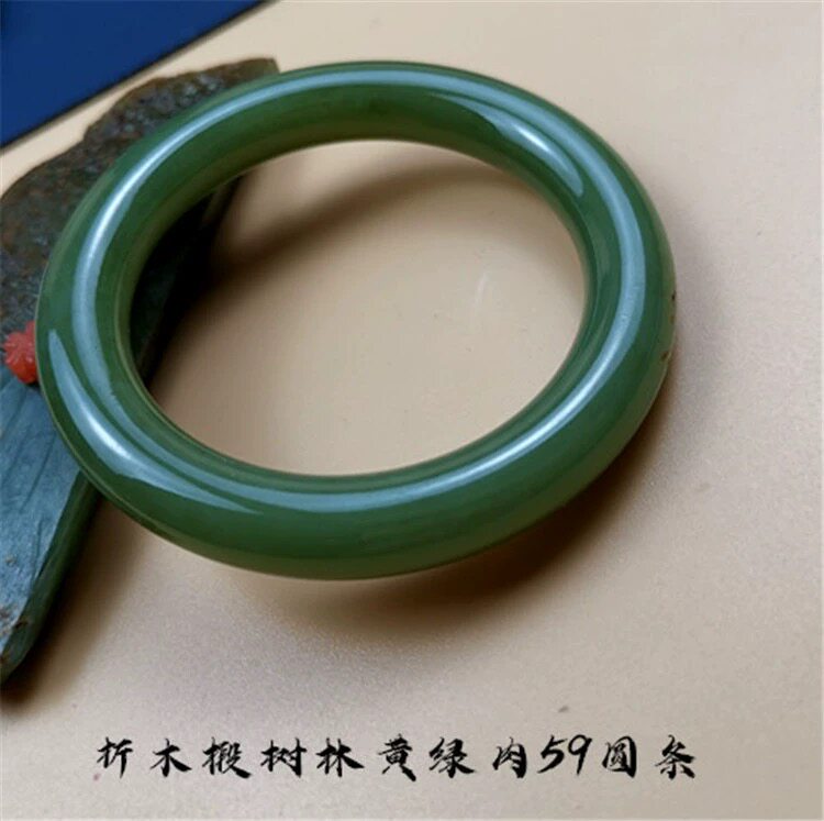 天然河磨玉石手镯析木绿黄绿肉精品可收藏